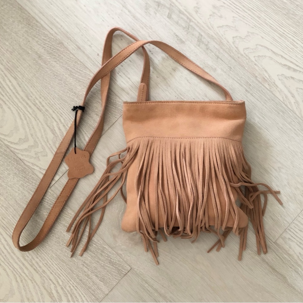 Margot Genuine Suede Leather Fringe Crossbody Purse Bag